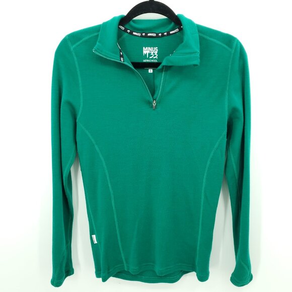 Minus33 100% Merino Midweight 1/4 Zip S Emerald Green #814 - Picture 3 of 16